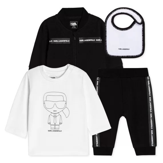 Ensemble jogging et bavoir Garçon Noir