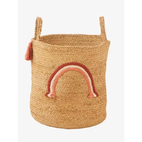 Panier Arc-en-ciel en jonc de mer beige
