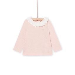 Brassière Manches Longues Unie À Col – Rose chiné