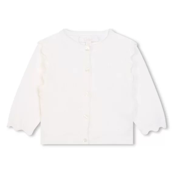 Cardigan tricoté en coton Fille Blanc
