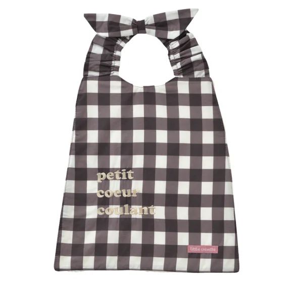 Bavoir élastiqué vichy marron glacé Petit coeur coulant