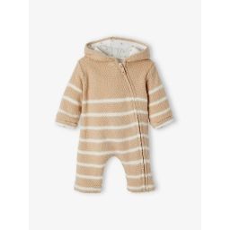 Combinaison en tricot bébé naissance doublée beige