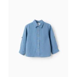 Chemise En Mousseline De Coton Bleu