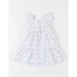Robe Évasée Fleurie Blanc