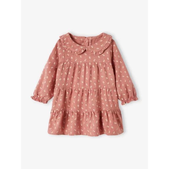 Robe fluide bébé à volant vieux rose