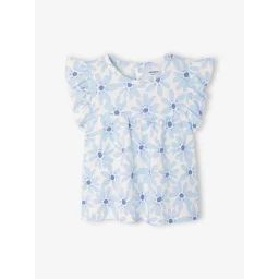 T-shirt manches volantées bébé bleu ciel