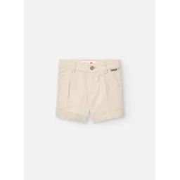 Bermuda Uni Avec Fermeture À Bouton Beige