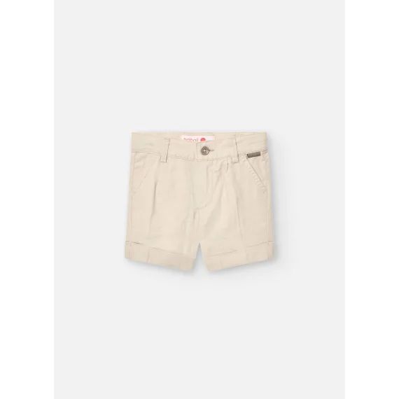 Bermuda Uni Avec Fermeture À Bouton Beige