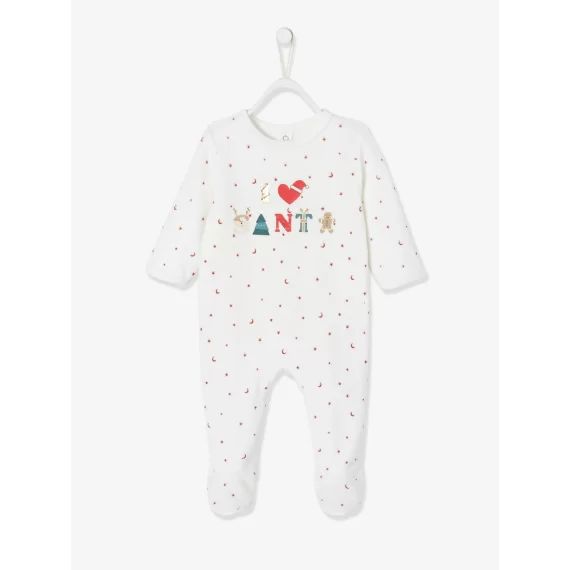 Dors-bien velours en velours bébé Noël ivoire imprimé