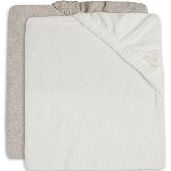 Lot de 2 housses de matelas à langer en éponge Ivory/Nougat (50 x 70 cm)