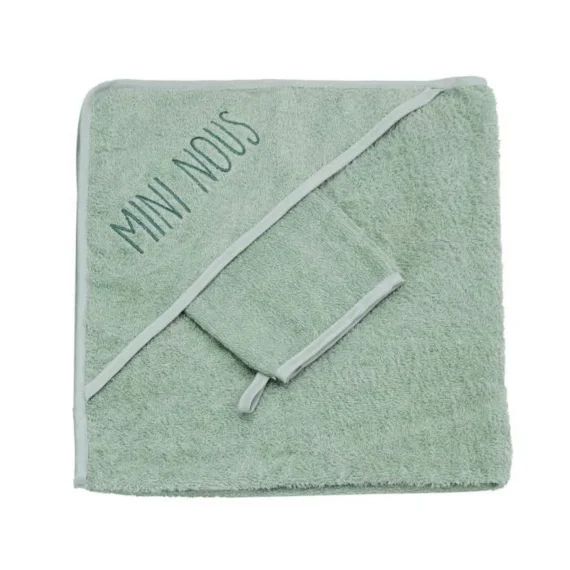 Cape De Bain Trois Kilos Sept – Vert Sauge – Bébé – 70x70cm – Mixte – 0 Mois – Naissance – 100% Coton Vert