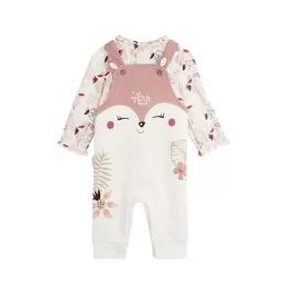 Ensemble Salopette Bébé En Molleton Et T-shirt Machu Picchu Rose