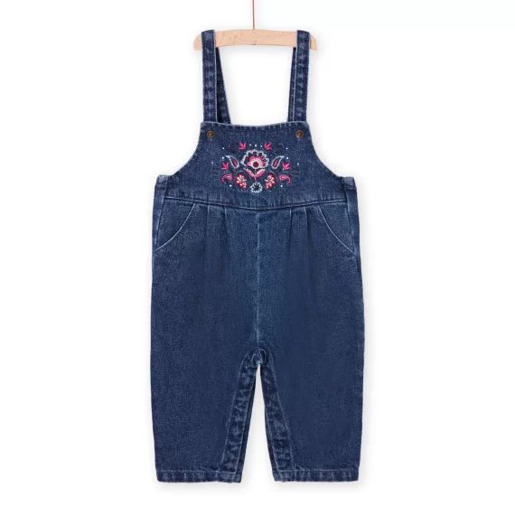 Salopette En Jean À Broderies Fleuries – Denim