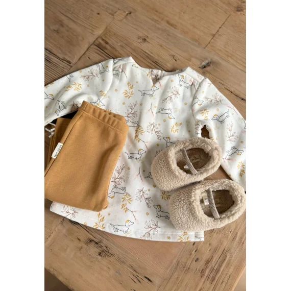 Ensemble Bébé Robe Et Legging En Molleton Emilie Ocre