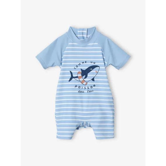 Combinaison anti-UV bébé garçon bleu clair rayé