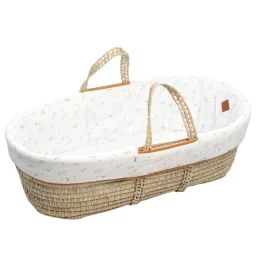 Couffin Bébé Avec Matelas Habillage Et Drap Housse Melody Blanc Imprimé Minimaliste