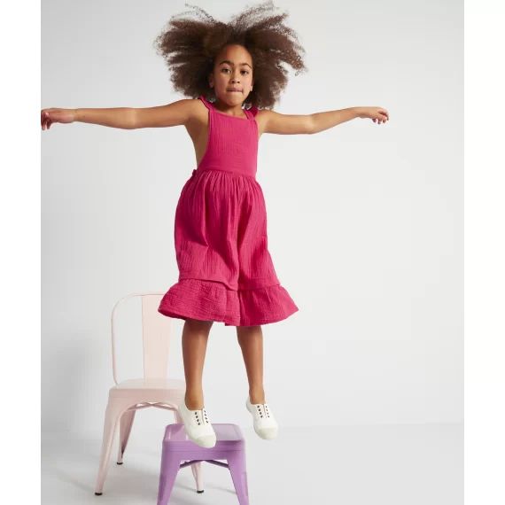 Robe évolutive rose en gaze de coton –  – Soldes