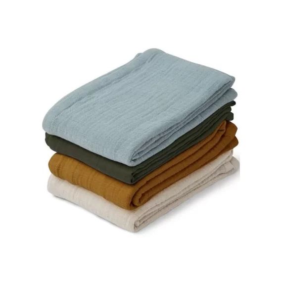 Lot de 4 langes Leon Blue multi mix (65 x 65 cm)