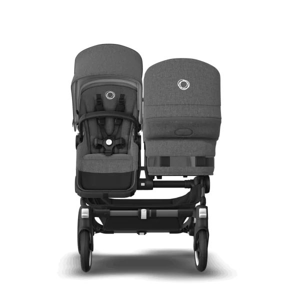 PP Donkey 5 Mono bassinet and seat stroller graphite base, grey mélange fabrics, grey mélange sun canopy