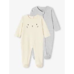 Lot 2 dors-bien interlock ouverture zippée mixte gris chiné