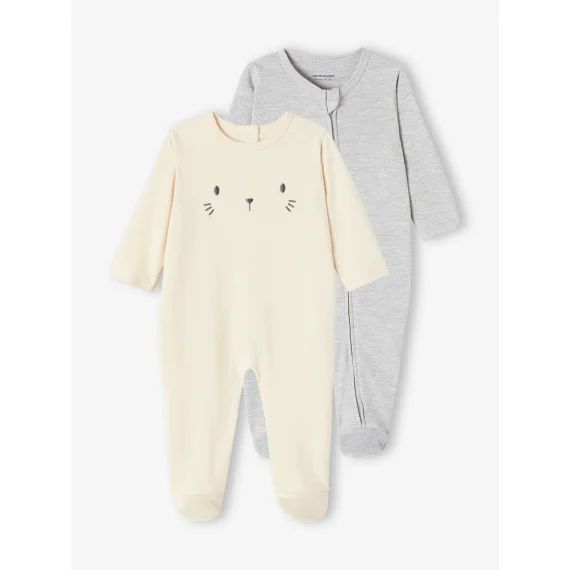 Lot 2 dors-bien interlock ouverture zippée mixte gris chiné