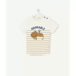 T-shirt bébé garçon en fibres recyclées avec lion et message adorable –  – Soldes