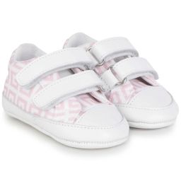 Chaussons à scratchs en cuir UNISEXE Rose