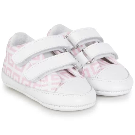 Chaussons à scratchs en cuir UNISEXE Rose