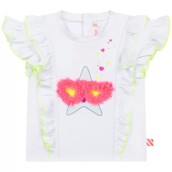 T-shirt froufrous et volants Fille Blanc