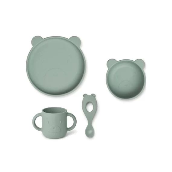 Coffret repas en silicone Vivi Mr bear Peppermint (4 pièces)