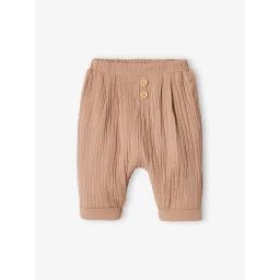 Pantalon coupe sarouel en gaze de coton cappuccino