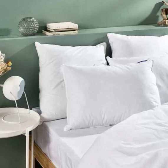 BLEU CALIN Oreiller 50×70 cm Mémoire de forme mixte – Confort réglable – Barrettes de mousse à mémoire de forme blanc