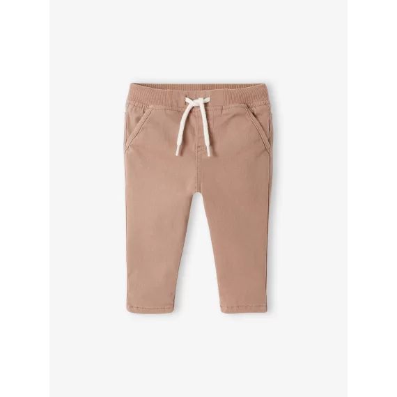 Pantalon en sergé doublé bébé garçon beige poudré