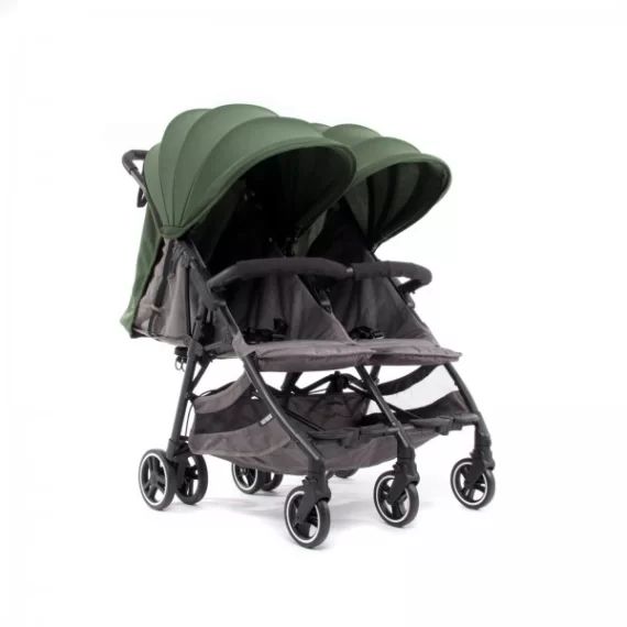 Poussette Double Baby Monsters Kuki Twin – Châssis Noir / Canopys Forest