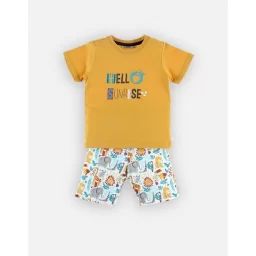 Pyjama 2 pièces en jersey imprimé Hello Sunrise jaune