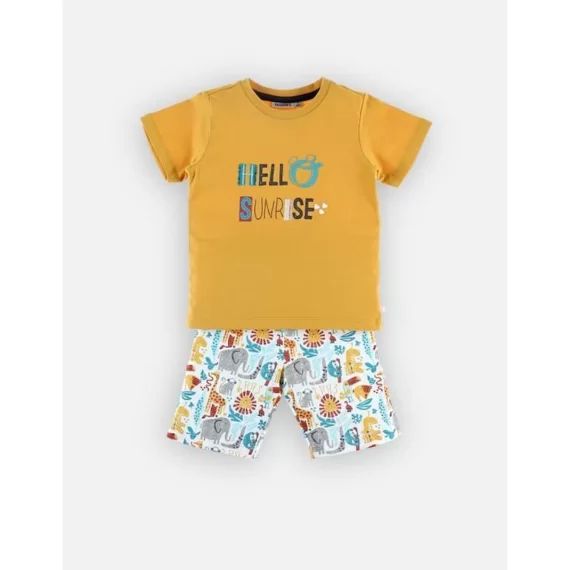 Pyjama 2 pièces en jersey imprimé Hello Sunrise jaune