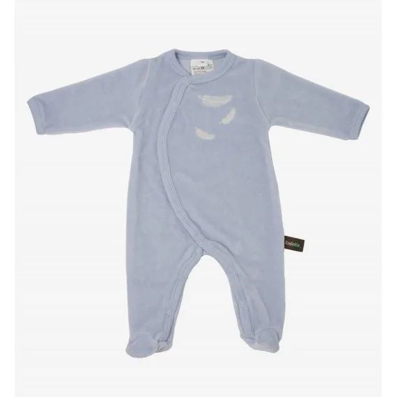 Pyjama Bébé En Coton Bio À Motifs Plumes Blanches Bleu