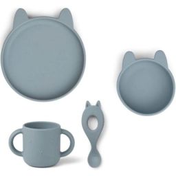 Coffret repas en silicone Vivi Lapin sea blue (4 pièces)
