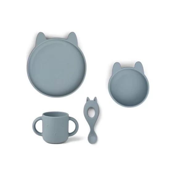 Coffret repas en silicone Vivi Lapin sea blue (4 pièces)