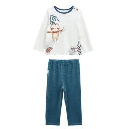 Pyjama bébé 2 pièces en velours Marceau bleu