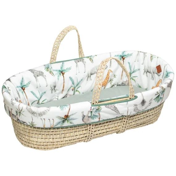 Couffin Bébé Avec Matelas Habillage Et Drap Housse Safari Safari, Vert, Gris, Blanc