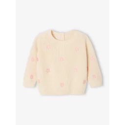 Pull brodé bébé vanille