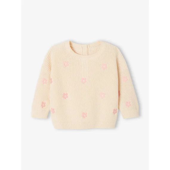 Pull brodé bébé vanille