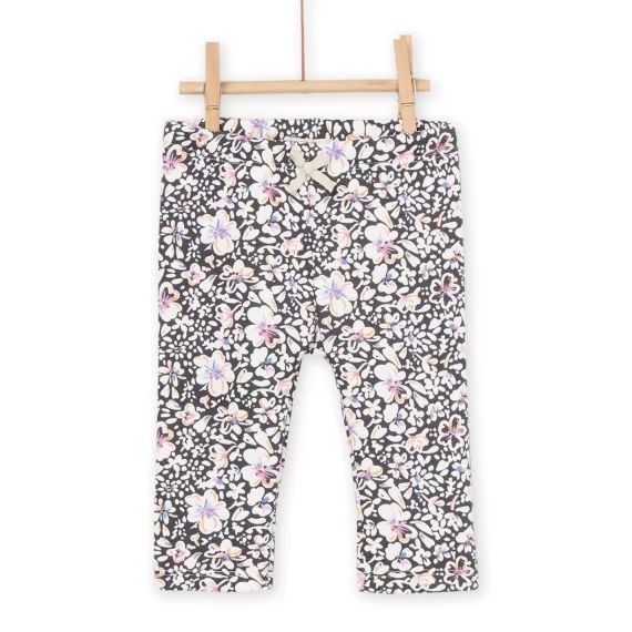 Legging À Imprimé Fleuri. – Gris