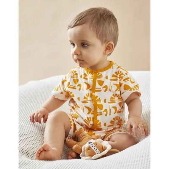 Combishort En Jersey Imprimé Jaune