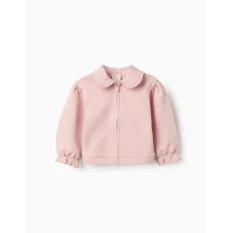 Veste En Coton Avec Col Claudine Plissé Rose Clair