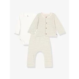 Ensemble 3 pièces bébé PETIT BATEAU rayé vert