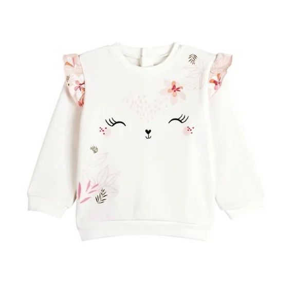 Sweat Bébé Fille En Molleton Kalaoupe Blanc