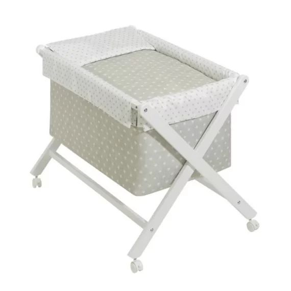 Interbaby berceau 90 x 55 cm bois/coton beige/blanc 5-pièces blanc