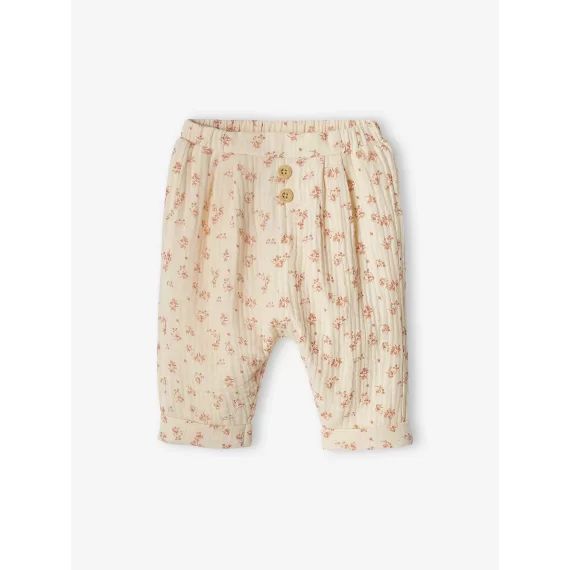 Pantalon coupe sarouel en gaze de coton écru